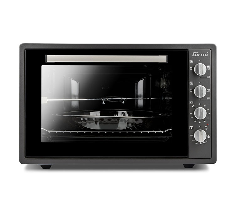 Horno ventilado Girmi FE58 Grancotto 58 con gran capacidad de 58 litros, doble vidrio y función de asador, ideal para cocciones uniformes y eficientes en energía.